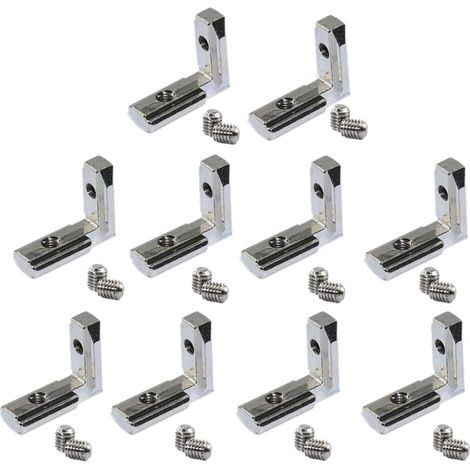 20 PièCes SéRies Fente en T IntéRieur L à L'IntéRieur Du Connecteur D'Angle Support de Joint pour Profilé D'Extrusion D'Aluminium 2020 SéRie 6 Mm