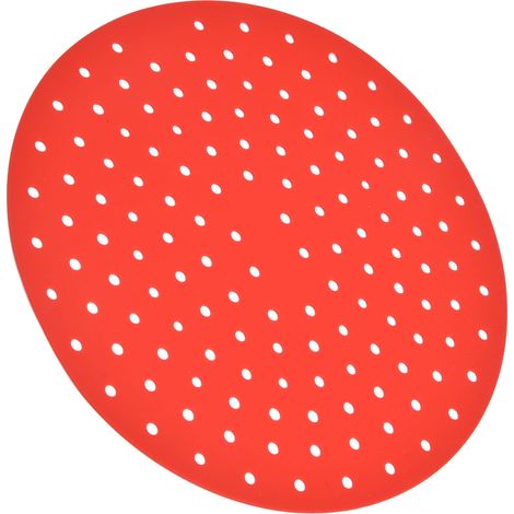 Lot Antiadhésif Rond 20cm en Silicone, Tapis de Cuisson Anti-Dérapant pour Friteuse et Cuit-Vapeur, Rouge (1/5)