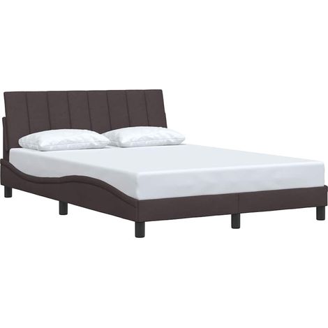 vidaXL Cadre de lit sans matelas Hanko marron foncé 140x190 cm tissu (1/5)