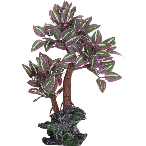 Arbre artificiel en résine synthétique, aux couleurs chatoyantes, idéal pour décorer un aquarium. (1/5)