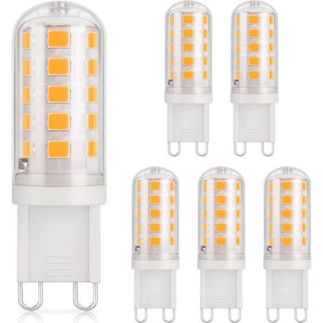 Ampoule LED G9 3W, 430LM, équivalen 40W halogène, Blanc chaud 3000K, 220-240V, CRI 85, NON-Dimmable, Économie d'énergie, Base en céramique, Culot G9 Standard, Lot de 6 [Classe énergétique D] (1/5)