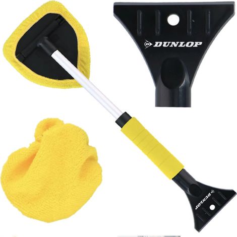 Mikrofaser-Reinigungstuch mit Griff für Scheiben und 2‑in‑1-Eiskratzer – Dunlop