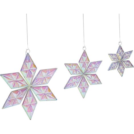 Wanddekoration 3er Set RENSJON Stern 25/35/46 cm Bunt