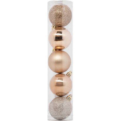 Déco de sapin Lot de 5 Boules de Noël D 5 cm - Beige Nude - Feeric Christmas (1/5)