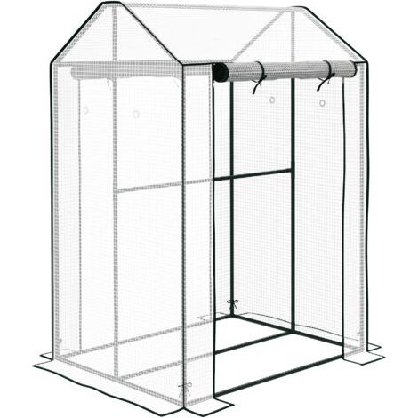royaluxe -Serre/Châssis froid, résistant aux intempéries, porte enroulable, 100 cm x 80 cm x 150 cm, blanc et vert (1/5)