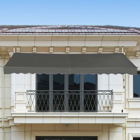 Toldo con abrazadera de 350 cm de ancho sin taladrar toldo para balcon resistente a los rayos uv toldo regulable en altura gris