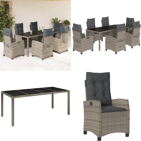 Ensemble à manger de jardin et coussins 7 pcs gris rotin - Chaise de jardin - Table de jardin (1/5)
