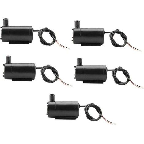 5pcs Mini Pompe à Eau, Pompe Submersible 3W 220V DC 3V-5V en Plastique pour Réservoir de Poissons Fontaine Aquarium (1/5)