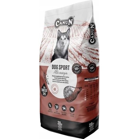 Alimento Canun Dog Sport de 20 kg para perros enérgicos y deportistas.