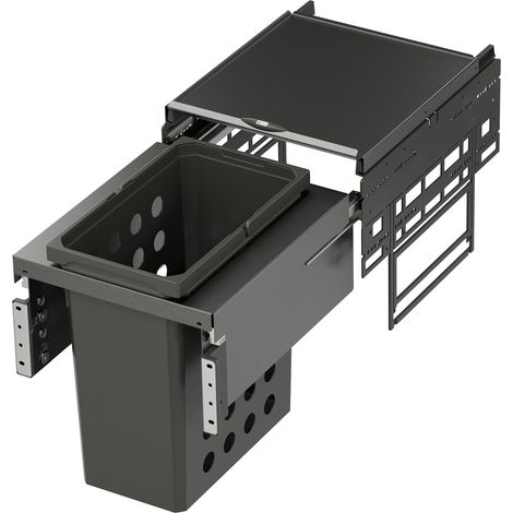 Vauth Sagel Einbau Wäschekorb ausziehbar - Wäschebehälter für Korpusbreite 400mm - 28 Liter, Kunststoff/Stahlblech lava