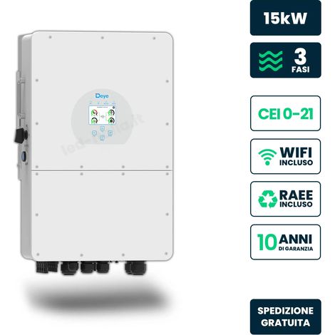 Inversor trifásico híbrido de alto voltaje V-TAC de 15 kW, con WiFi y transformador de corriente incluidos, garantía IP65 de 10 años