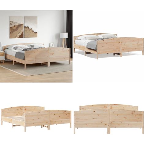 Cadre de lit sans matelas 200x200 cm bois massif de pin - Cadre De Lit - Lit Double - Lit En Bois - Bois Massif - Lit Design - Home & Living (1/5)