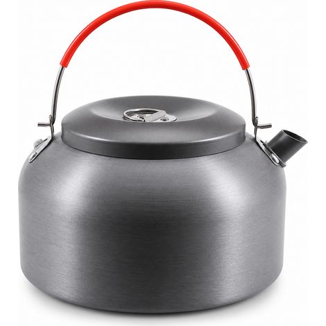 Bouilloire de camping portable 1,8 L pour café thé poignée rouge (1/5)
