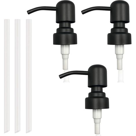 3 têtes de pompe de rechange avec tuyau 12 cm, filetage 2,7–2,8 cm, pour fons de savon liquide (1/5)