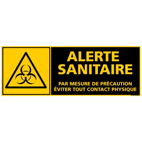 PANNEAU DE SIGNALISATION SPECIAL CORONAVIRUS - ALERTE SANITAIRE COVID-19 - EVITER TOUT CONTACT PHYSIQUE (C1508) - Plastique PVC 1,5 mm - 210 x 75 mm