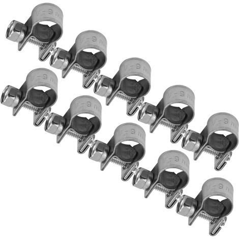 10 pièces colliers de serrage mini en acier inoxydable pour durite carburant 6mm à 20mm taille au choix (1/5)