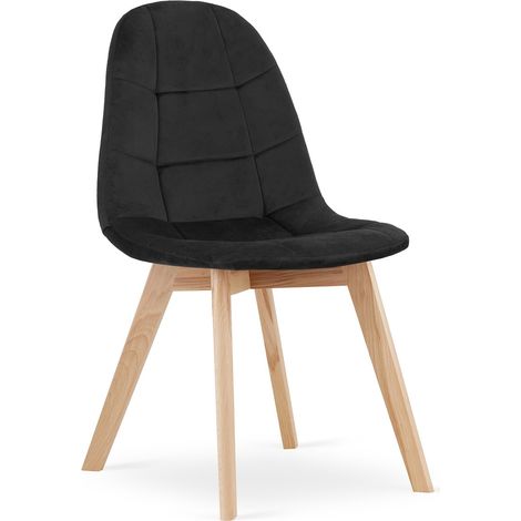 Sedia Bora in velluto nero con gambe in faggio (1/5)