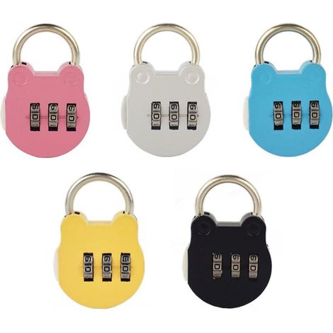 (5 couleurs, 5 pièces) Mini cadenas de dessin animé, petit cadenas de casier, cadenas coloré, cadenas à combinaison de valise pour casier de salle de sport extérieur (1/5)
