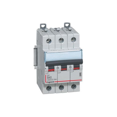 Disjoncteur DX³6000 10kA arrivée haute départ bas à vis 3 Pôles 400V 40A courbe B 3 modules LEGRAND 407536 (1/2)