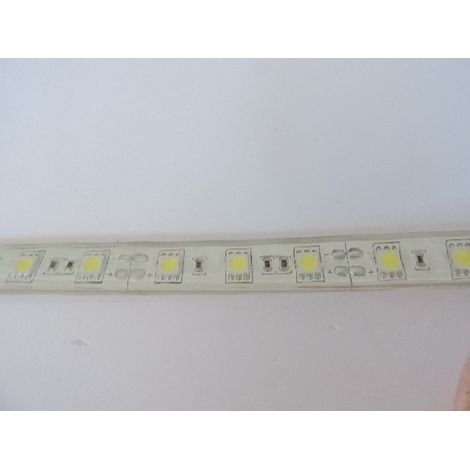 Ruban bandeau LED étanche 14,4W/m froid 6000K longueur 5m SMD5050 alim 12V DC (non incl) exterieur submersible IP68 (1/2)