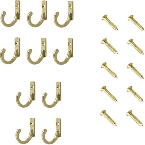 10er-Pack robuste Wandhaken für Küchentüren, Badezimmer, Kleidung, Bademäntel, Handtücher, Hüte, Schlüssel (golden) (1/5)