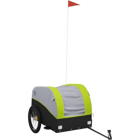 Remorque de vélo noir et vert 45 kg fer CFW93873 (1/5)