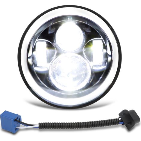 Adecuado para faros LED plug-and-play, faros redondos tipo halo de 7 pulgadas con intermitentes y luces de circulación diurna, resistente al agua, a los golpes, al polvo y conforme a la normativa SAE.