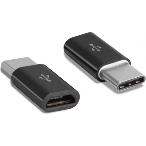 Convertidor de  hembra micro usb 2.0 a macho USB-C usb 3.1 Tipo C  COLOR NEGRO (1/2)