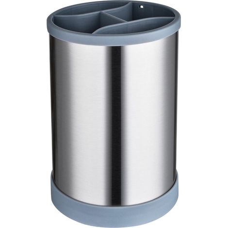 Organisateur de couverts en acier inoxydable avec support rotatif - Organisateur de cuisine - Organisateur de comptoir - Plateau à couverts - Gris acier inoxydable (1/5)