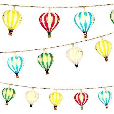 Multicolor hot air balloon string lights, 10 LEDs, 2m, decorations, battery operated, for weddings, birthdays (1/5)