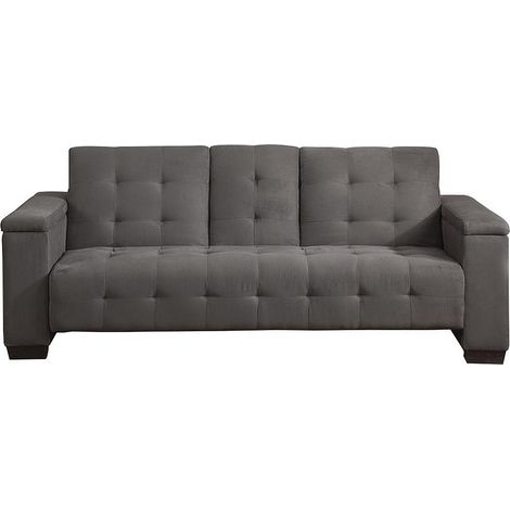 Divano letto clic clac a 3 posti in Tessuto microfibra Grigio con ripiano centrale reclinabile - DEVONSHIRE (1/4)