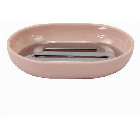 Cleafe - Piattino Porta Sapone Saponetta Rosa Silver Accessori Bagno 12.5 X 9.5 Cm 79871 - (1/2)