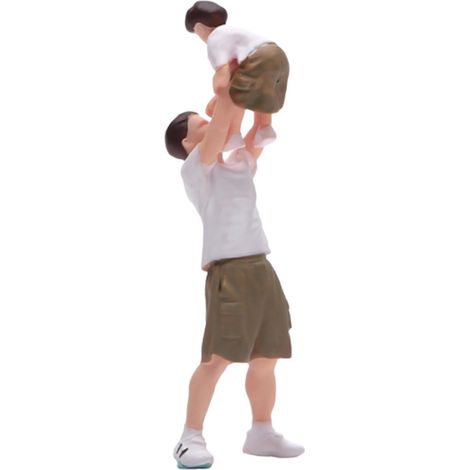 Figuritas en miniatura a escala 1/64 que representan a un padre y un hijo, ideales para decorados de películas y accesorios para maquetas. (1/5)