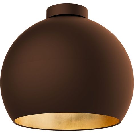 LUMICOM JOE Plafoniera, 1X E27, max 42W, metallo, marrone corten/foglia oro, D.25cm