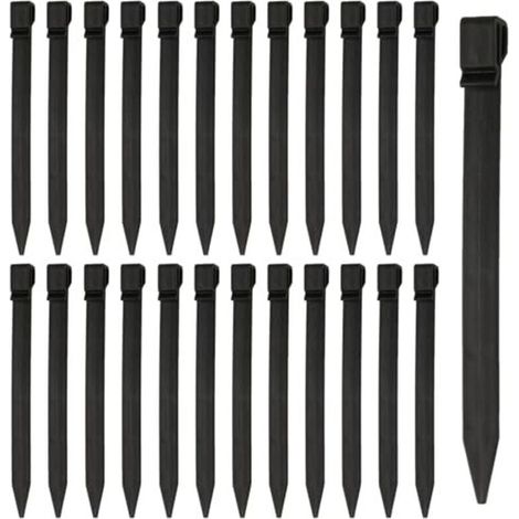 22er-Packung 24,4 cm starke Kunststoffpfähle – Kunststoff-Zeltheringe – Bodenanker mit Haken für schwarze Rasenkanten – Weidezaunpfähle – Landschaftseinfassungen (1/4)