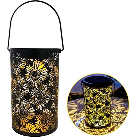 Solarlaterne Led Garten, Dekorativer Outdoor Solarlampenbaum, Outdoor Gartendekoration Metall Hängelampe, Terrasse Balkon Solarlaternen Metall Warmweiß Blume Vintage Wasserdicht