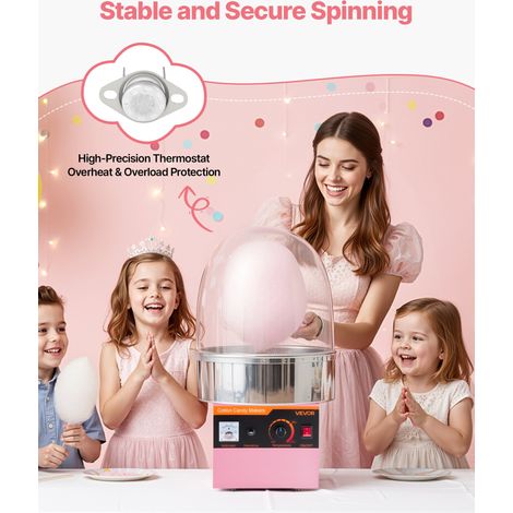 Machine à Barbe à Papa Électrique avec Couvercle Transparent, Appareil à Barbe à Papa 1000 W, pour Faire des Bonbons Fêtes Annivers… (1/5)