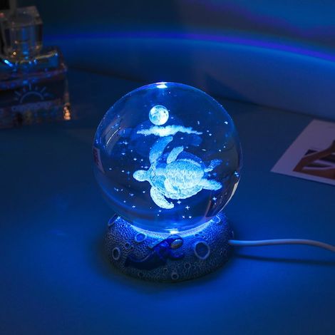 Veilleuse Boule Cristal 3D - Diamètre 8 cm - Socle Résine - Idée Cadeau Noël Anniversaire (1/5)