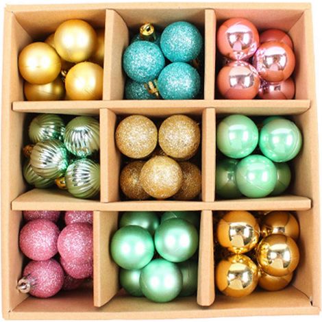 99er-Packung bruchsichere, saisonale Dekokugeln in kleinen Kugeln, Box-Set für Weihnachtsdekorationen (1/5)