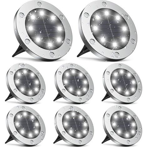 Outdoor solar lamp, 8 units, 8 LEDs, IP65 waterproof, decorative for terrace and driveway. (1/5)