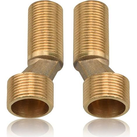 Lot de 2 adaptateurs S pour robinet de douche, filetage extérieur 3/4" vers 1/2" en laiton, raccord en S, décalé de 8 mm, longueur 75 mm, raccord de bras pivotant réglable, excentrique pour (1/5)