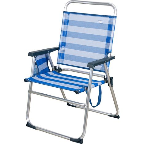 Chaise de plage en aluminium bleu (51x56x90cm) (1/5)