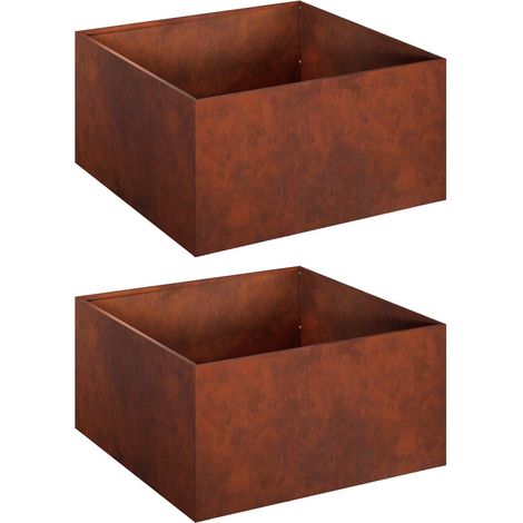 Cache-pot de jardin 2 pc Rouillé 60 x 60 x 30 cm Acier patiné vidaXL