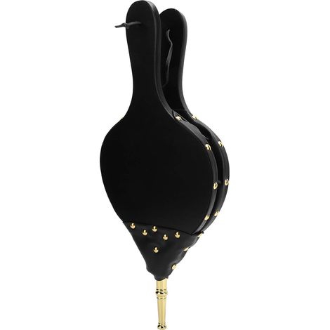 1 Soufflet de cheminée, Tube doré, Cuir PU résistant, Poignée en bois, Pour barbecue et foyer (1/5)