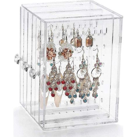 support De Boucle D'oreille Acrylique Boucle D'oreille En Prsentoir Rangement Boucles Doreilles Porte Boucles D'oreilles Bote De Rangement Avec 3 (1/5)