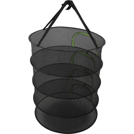 Filet de Séchage Pliable pour Plantes - 4 Étagères avec Fermeture Éclair, 60cm de Diamètre, Inclut Sac de Rangement pour Herbes et Fleurs