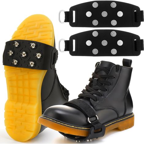 Lot de 4 crampons antidérapants à 7 dents pour l'alpinisme Crampons antidérapants à 7 pointes pour chaussures de marche, jogging, randonnée, alpinisme, glace et neige (1/5)