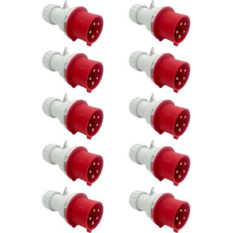 (1 - 10er Pack) CEE-Stecker 32A 400V, IP44, 5-polig männlich 3P+N+E 1 Stück