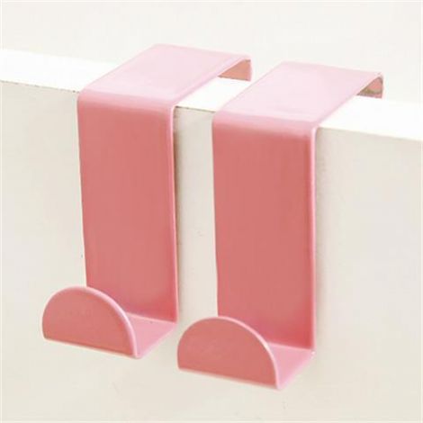 Couleur rose 6 crochets de porte en acier inoxydable, réversibles pour porte standard et armoire penderie, jusqu'à 5 kg (1/5)