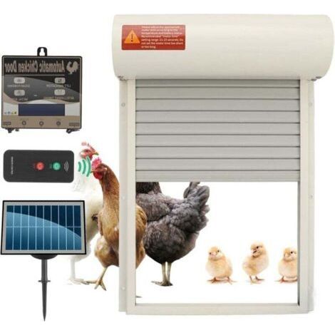Automatic Chicken Coop Door, Timer, Programmable Light Sensor, Battery Operated, Automatic Chicken Door Opener (White) (1/4)